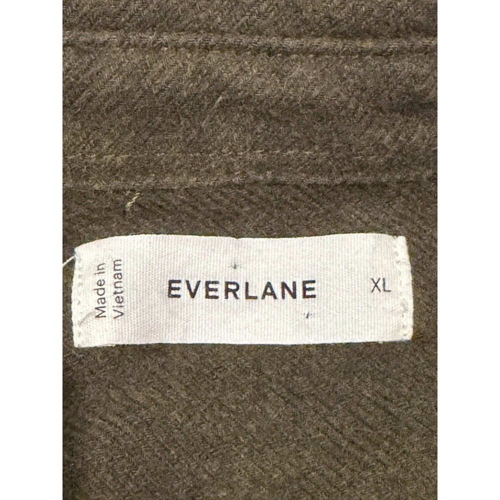 Everlane Mens Organic Cotton Heavyweight Flannel Overshirt Fatigue Green XL - Picture 6 of 10